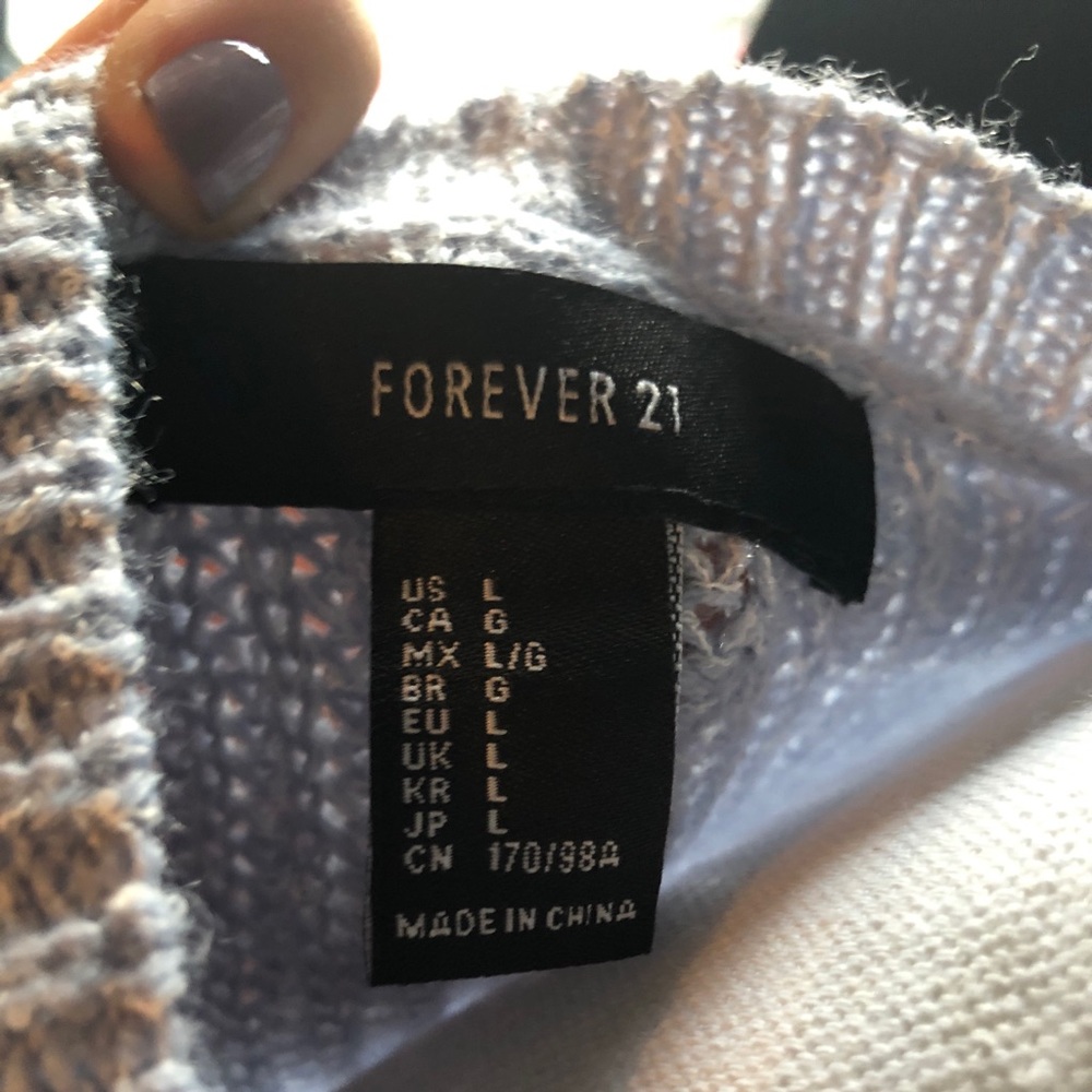 NWOT Forever 21 Light Blue Knit Sweater - Picture 5 of 5